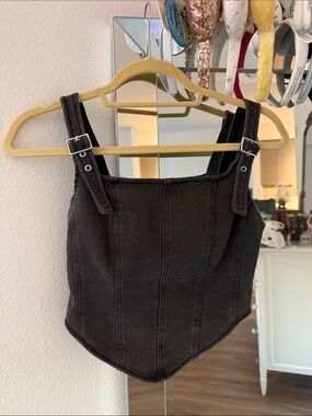 Wild Fable Black Denim Corset Tank Top Size XS